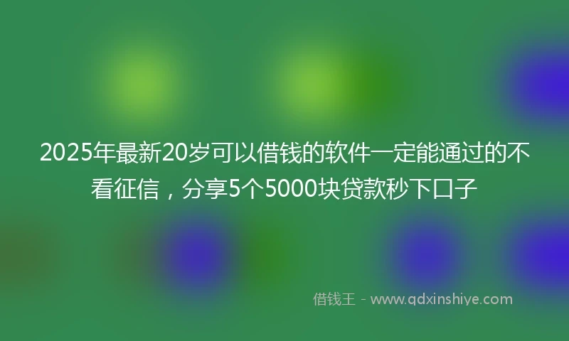 2025年最新20岁可以借钱的软件一定能通过的不看征信，分享5个5000块贷款秒下口子