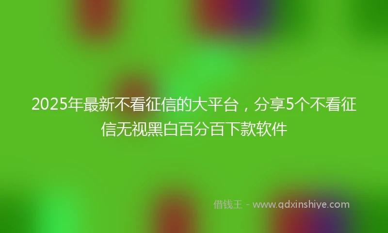 2025年最新不看征信的大平台，分享5个不看征信无视黑白百分百下款软件