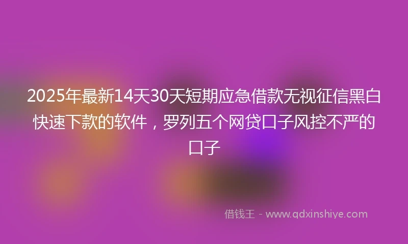 2025年最新14天30天短期应急借款无视征信黑白快速下款的软件，罗列五个网贷口子风控不严的口子
