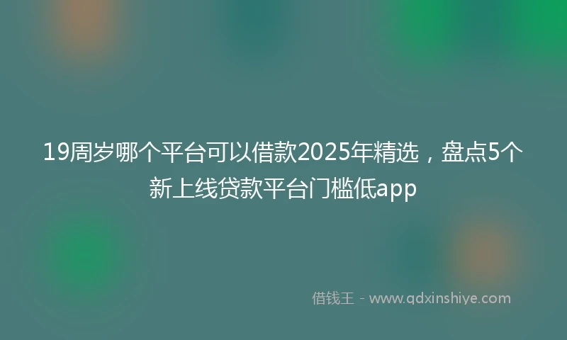 19周岁哪个平台可以借款2025年精选，盘点5个新上线贷款平台门槛低app