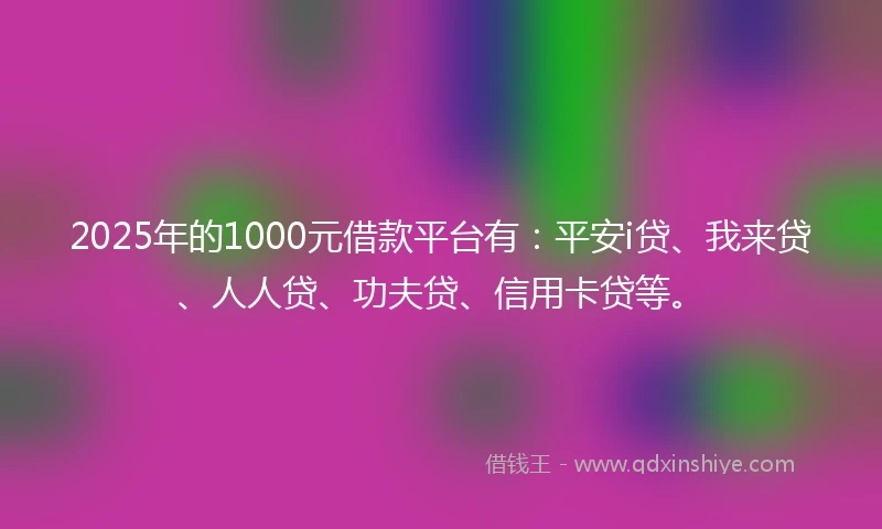 2025年的1000元借款平台有：平安i贷、我来贷、人人贷、功夫贷、信用卡贷等。