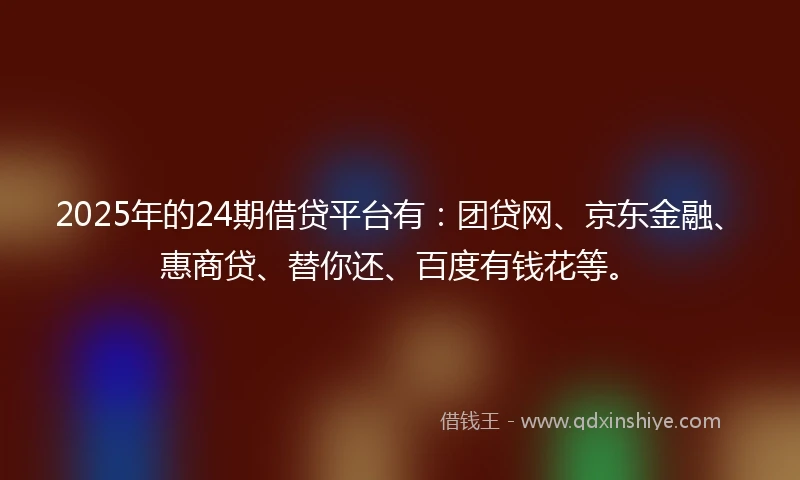 2025年的24期借贷平台有：团贷网、京东金融、惠商贷、替你还、百度有钱花等。