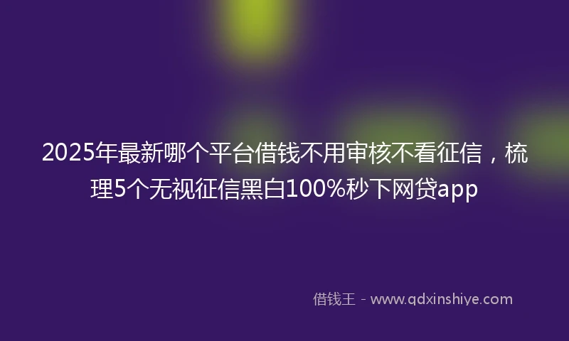 2025年最新哪个平台借钱不用审核不看征信，梳理5个无视征信黑白100%秒下网贷app