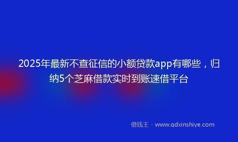 2025年最新不查征信的小额贷款app有哪些，归纳5个芝麻借款实时到账速借平台