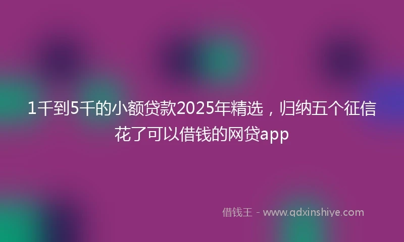 1千到5千的小额贷款2025年精选，归纳五个征信花了可以借钱的网贷app