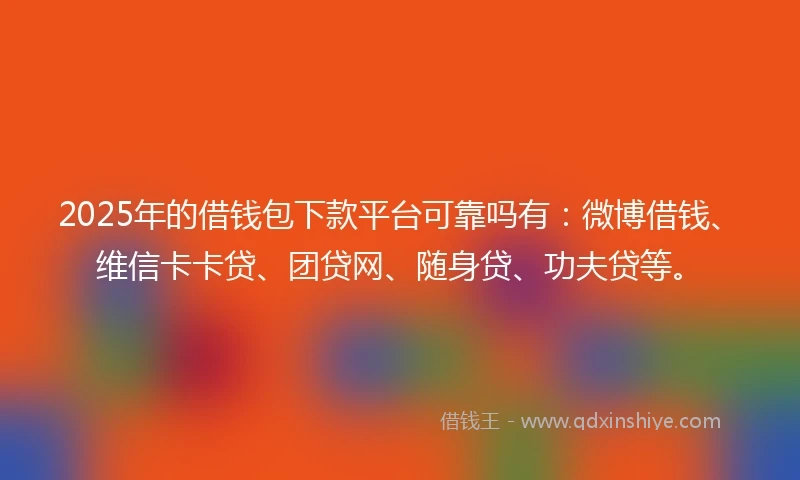 2025年的借钱包下款平台可靠吗有：微博借钱、维信卡卡贷、团贷网、随身贷、功夫贷等。