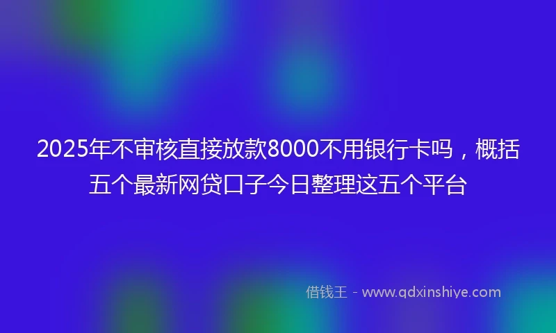 2025年不审核直接放款8000不用银行卡吗，概括五个最新网贷口子今日整理这五个平台