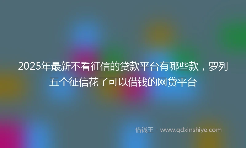 2025年最新不看征信的贷款平台有哪些款，罗列五个征信花了可以借钱的网贷平台