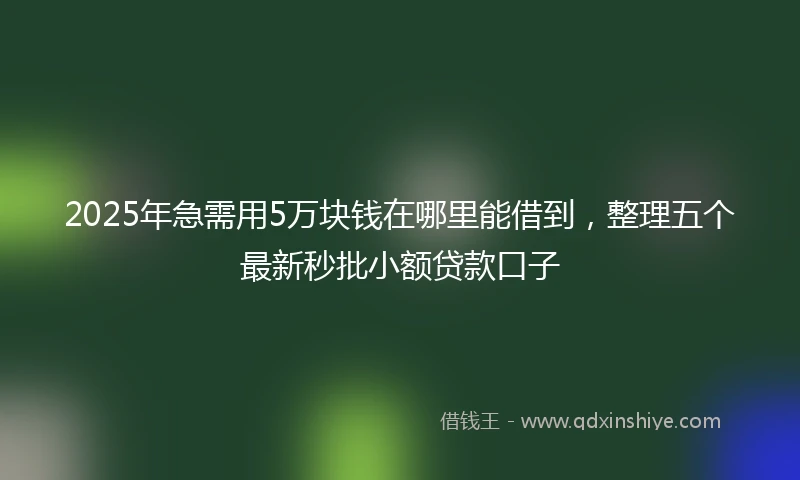 2025年急需用5万块钱在哪里能借到，整理五个最新秒批小额贷款口子