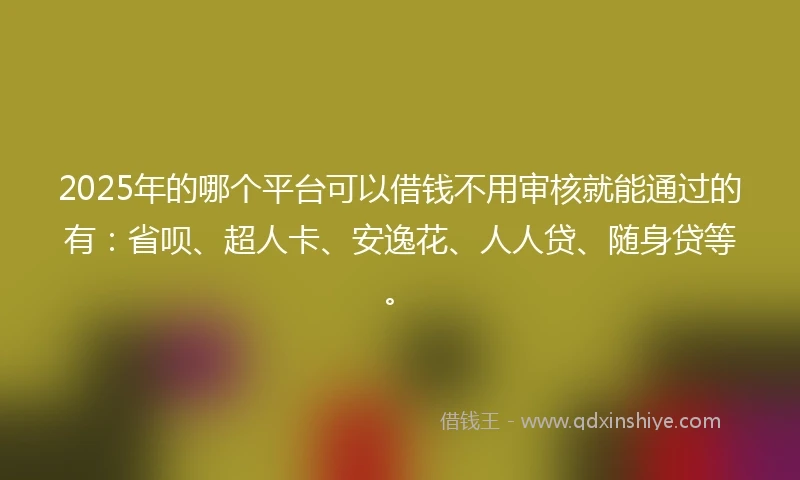 2025年的哪个平台可以借钱不用审核就能通过的有：省呗、超人卡、安逸花、人人贷、随身贷等。
