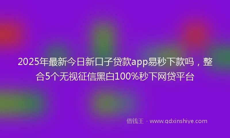 2025年最新今日新口子贷款app易秒下款吗，整合5个无视征信黑白100%秒下网贷平台