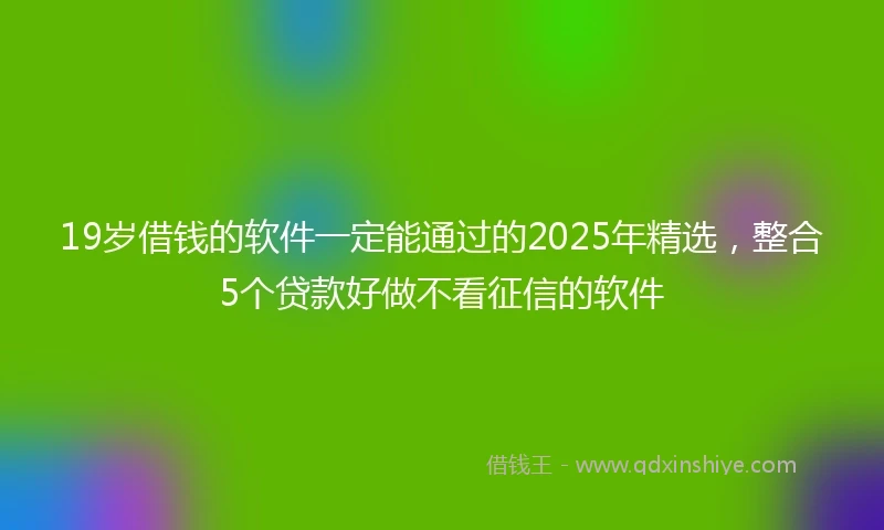 19岁借钱的软件一定能通过的2025年精选，整合5个贷款好做不看征信的软件