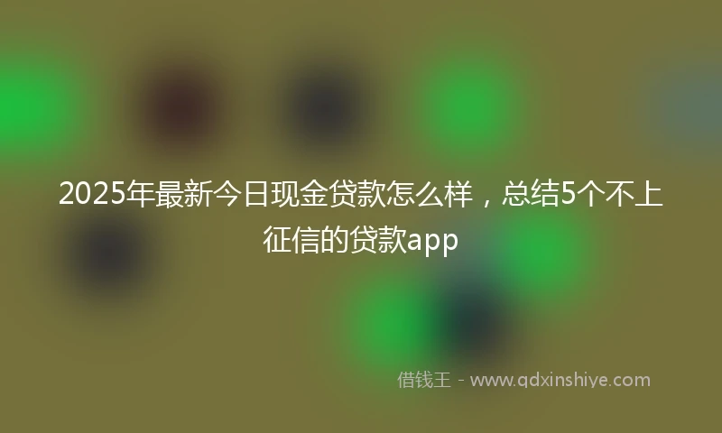 2025年最新今日现金贷款怎么样，总结5个不上征信的贷款app