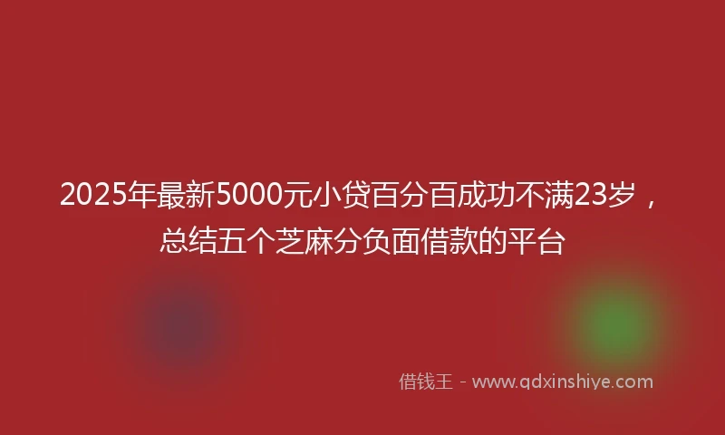 2025年最新5000元小贷百分百成功不满23岁，总结五个芝麻分负面借款的平台