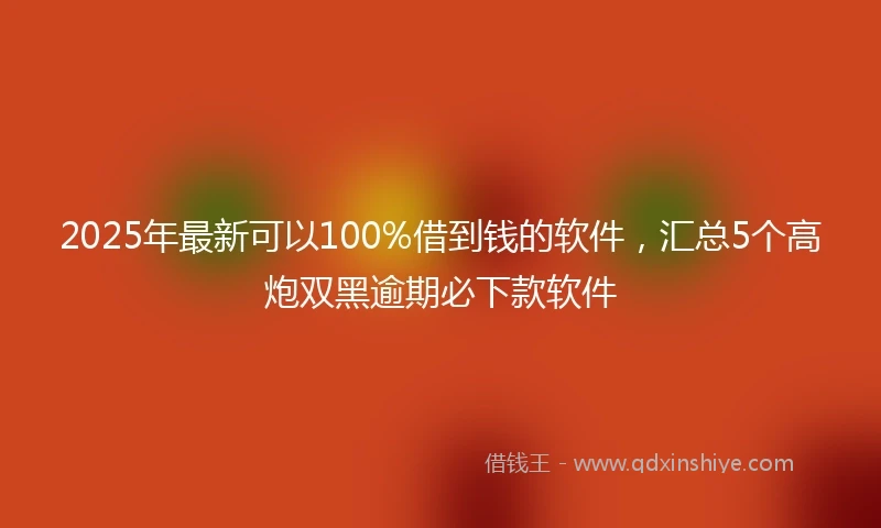 2025年最新可以100%借到钱的软件，汇总5个高炮双黑逾期必下款软件