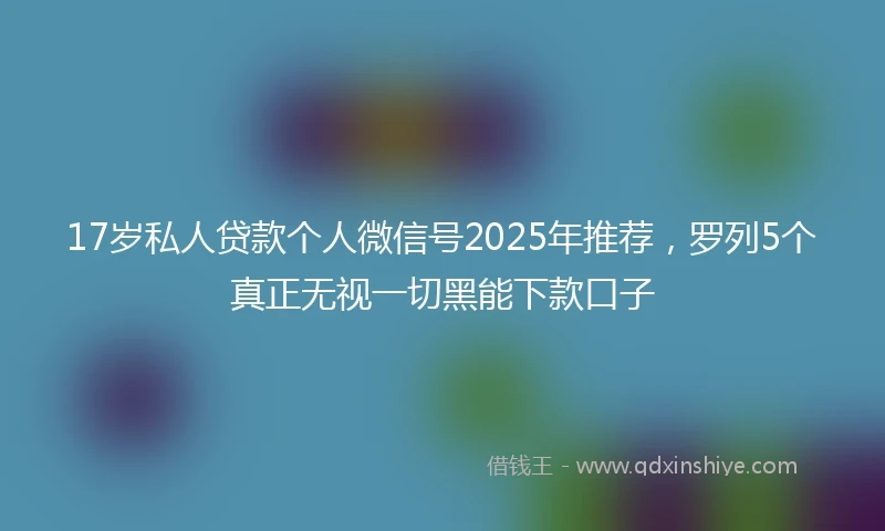 17岁私人贷款个人微信号2025年推荐，罗列5个真正无视一切黑能下款口子