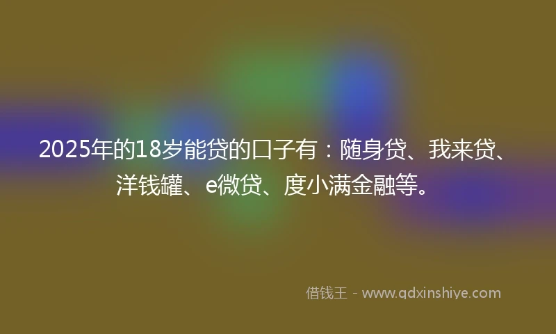2025年的18岁能贷的口子有：随身贷、我来贷、洋钱罐、e微贷、度小满金融等。