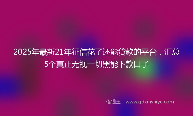 2025年最新21年征信花了还能贷款的平台，汇总5个真正无视一切黑能下款口子