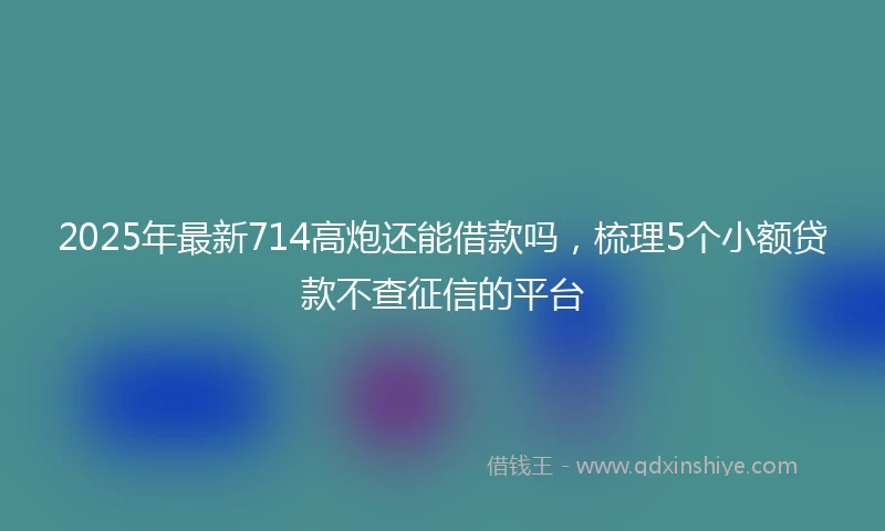 2025年最新714高炮还能借款吗，梳理5个小额贷款不查征信的平台