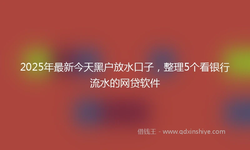 2025年最新今天黑户放水口子，整理5个看银行流水的网贷软件