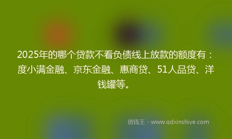 2025年的哪个贷款不看负债线上放款的额度有：度小满金融、京东金融、惠商贷、51人品贷、洋钱罐等。