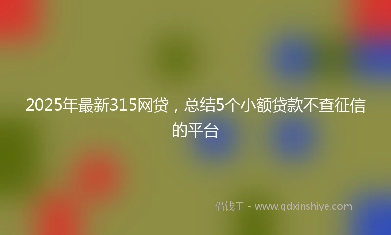 2025年最新315网贷，总结5个小额贷款不查征信的平台