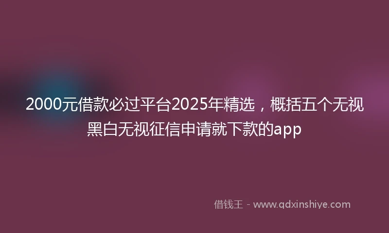 2000元借款必过平台2025年精选，概括五个无视黑白无视征信申请就下款的app