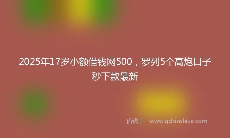 2025年17岁小额借钱网500，罗列5个高炮口子秒下款最新