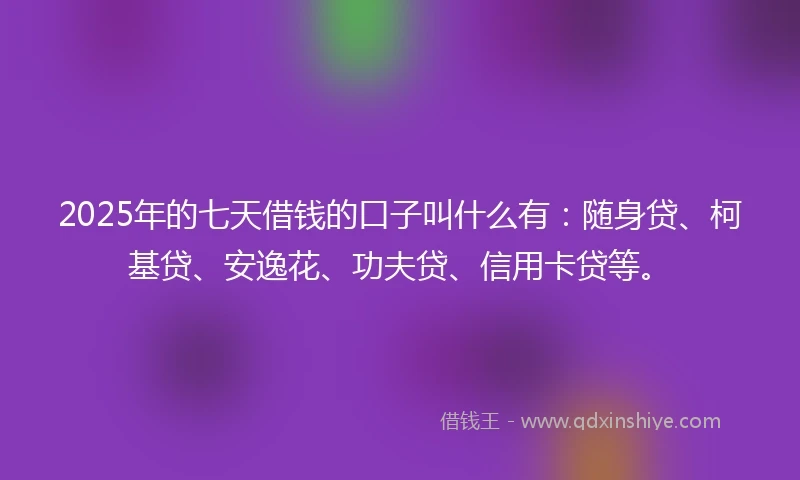 2025年的七天借钱的口子叫什么有：随身贷、柯基贷、安逸花、功夫贷、信用卡贷等。