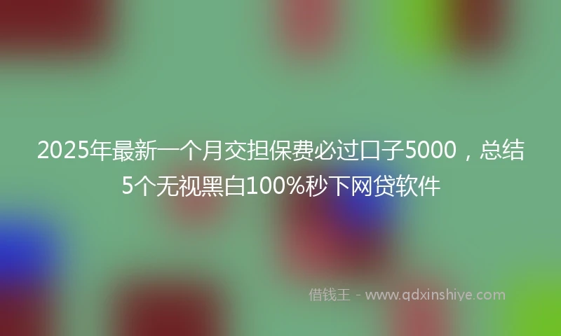 2025年最新一个月交担保费必过口子5000，总结5个无视黑白100%秒下网贷软件