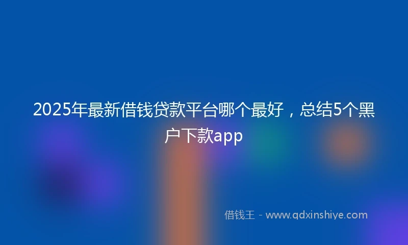 2025年最新借钱贷款平台哪个最好，总结5个黑户下款app