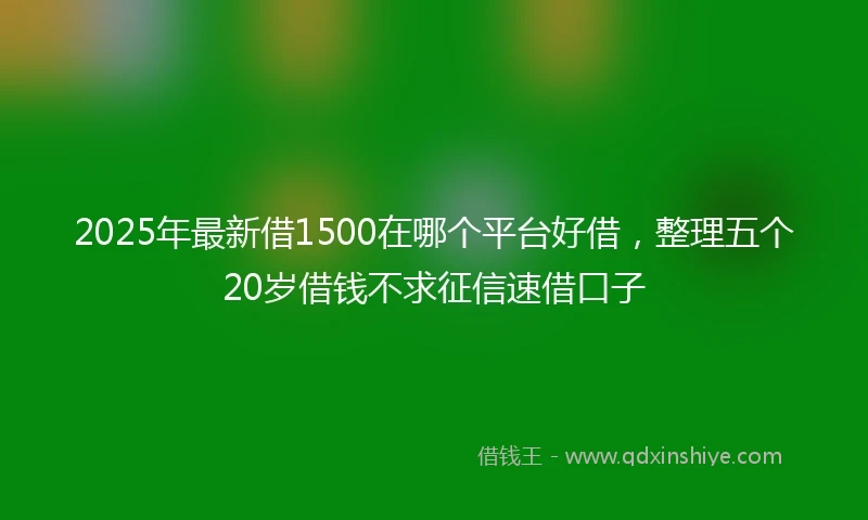 2025年最新借1500在哪个平台好借，整理五个20岁借钱不求征信速借口子