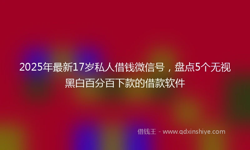 2025年最新17岁私人借钱微信号，盘点5个无视黑白百分百下款的借款软件