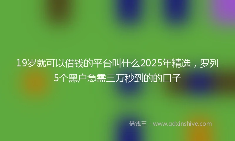 19岁就可以借钱的平台叫什么2025年精选，罗列5个黑户急需三万秒到的的口子