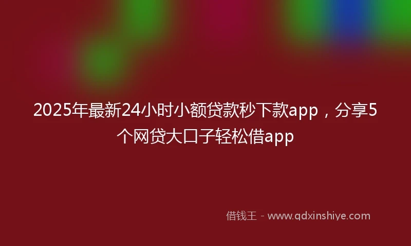 2025年最新24小时小额贷款秒下款app，分享5个网贷大口子轻松借app