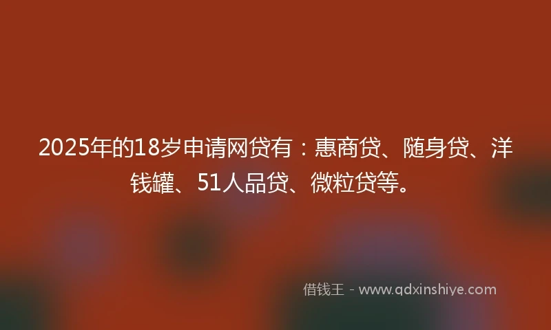 2025年的18岁申请网贷有：惠商贷、随身贷、洋钱罐、51人品贷、微粒贷等。