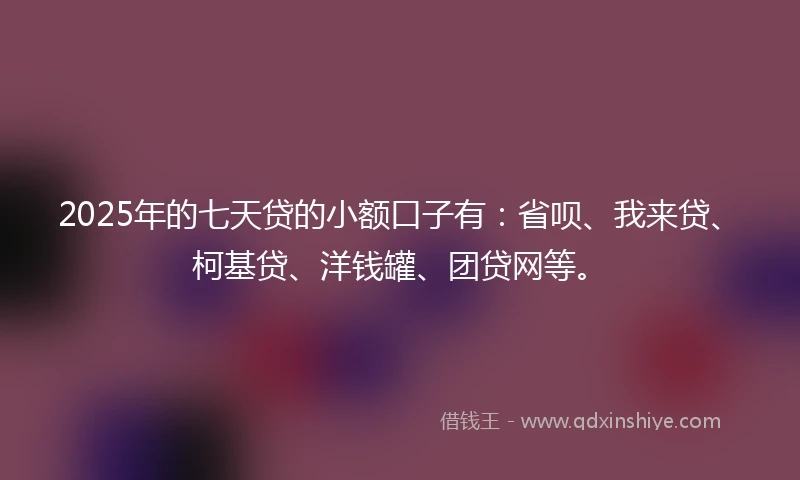 2025年的七天贷的小额口子有：省呗、我来贷、柯基贷、洋钱罐、团贷网等。