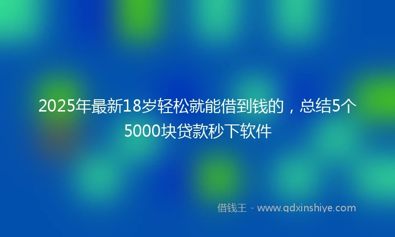 2025年最新18岁轻松就能借到钱的，总结5个5000块贷款秒下软件
