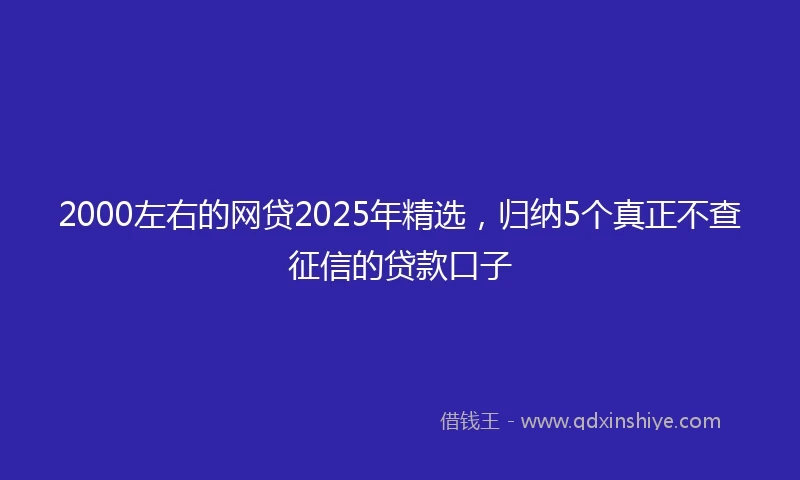 2000左右的网贷2025年精选，归纳5个真正不查征信的贷款口子
