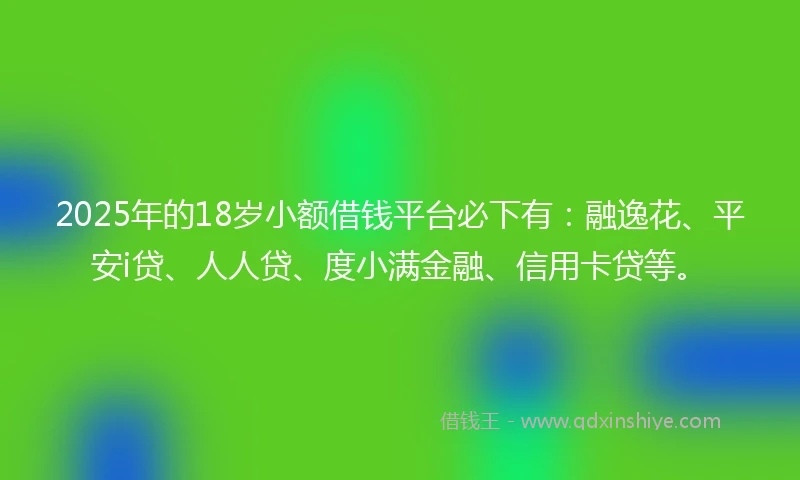 2025年的18岁小额借钱平台必下有：融逸花、平安i贷、人人贷、度小满金融、信用卡贷等。
