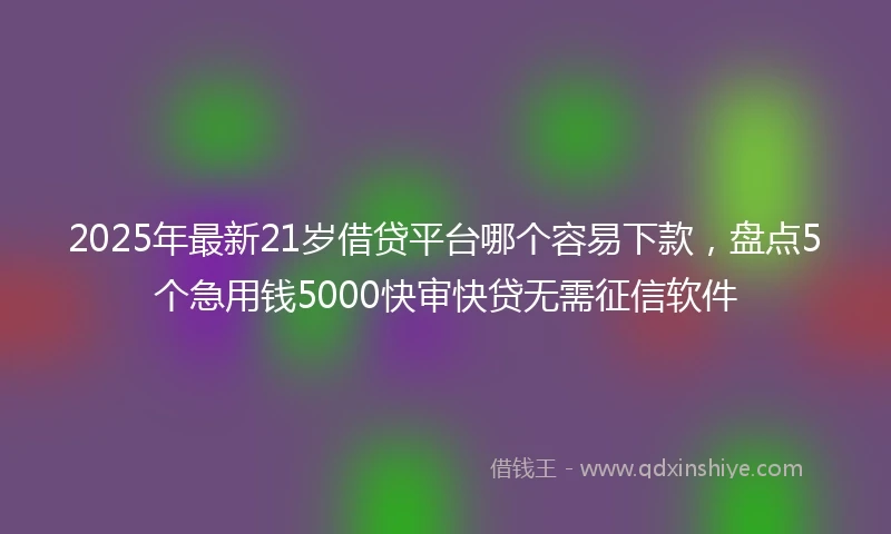 2025年最新21岁借贷平台哪个容易下款，盘点5个急用钱5000快审快贷无需征信软件