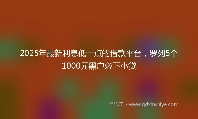 2025年最新利息低一点的借款平台，罗列5个1000元黑户必下小贷