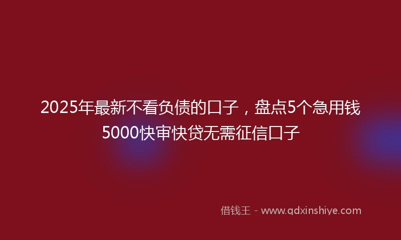 2025年最新不看负债的口子，盘点5个急用钱5000快审快贷无需征信口子