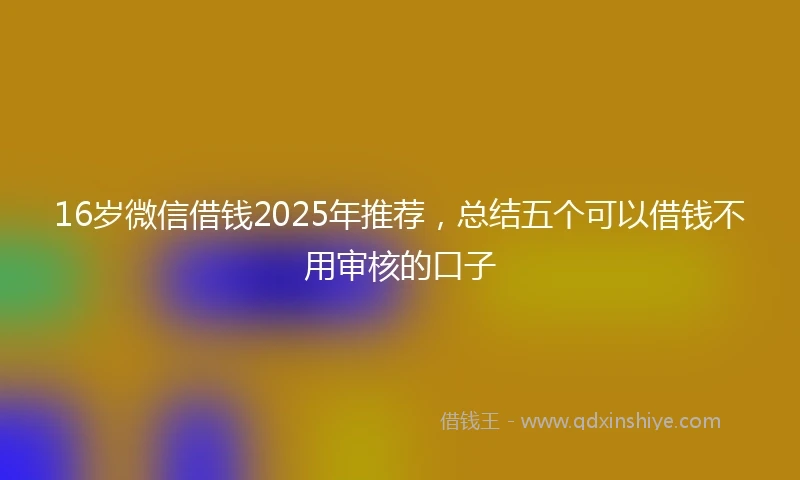 16岁微信借钱2025年推荐，总结五个可以借钱不用审核的口子