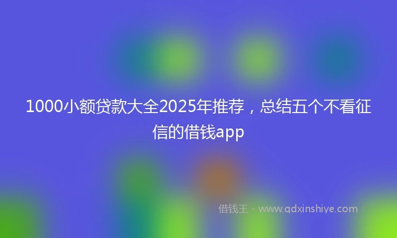 1000小额贷款大全2025年推荐，总结五个不看征信的借钱app
