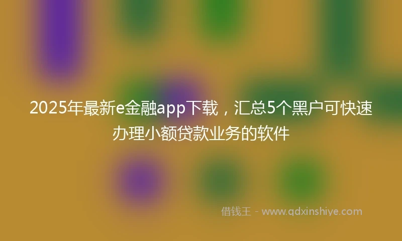 2025年最新e金融app下载，汇总5个黑户可快速办理小额贷款业务的软件