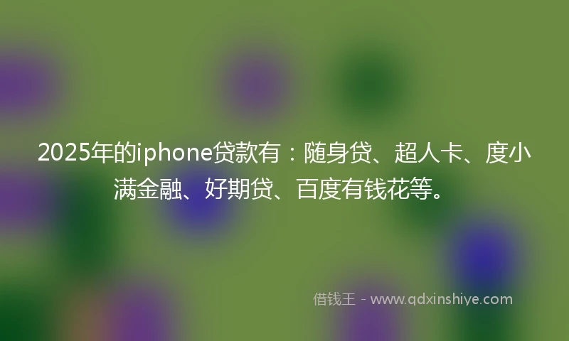 2025年的iphone贷款有：随身贷、超人卡、度小满金融、好期贷、百度有钱花等。