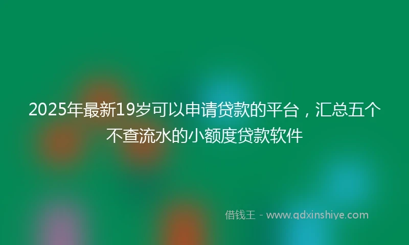2025年最新19岁可以申请贷款的平台，汇总五个不查流水的小额度贷款软件