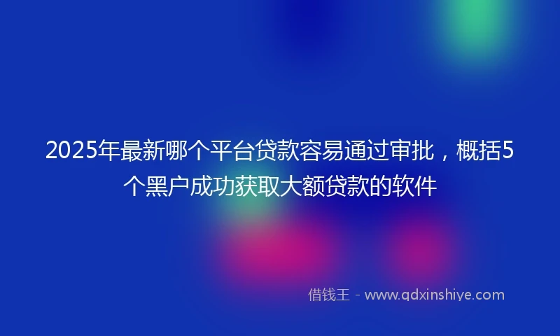 2025年最新哪个平台贷款容易通过审批，概括5个黑户成功获取大额贷款的软件