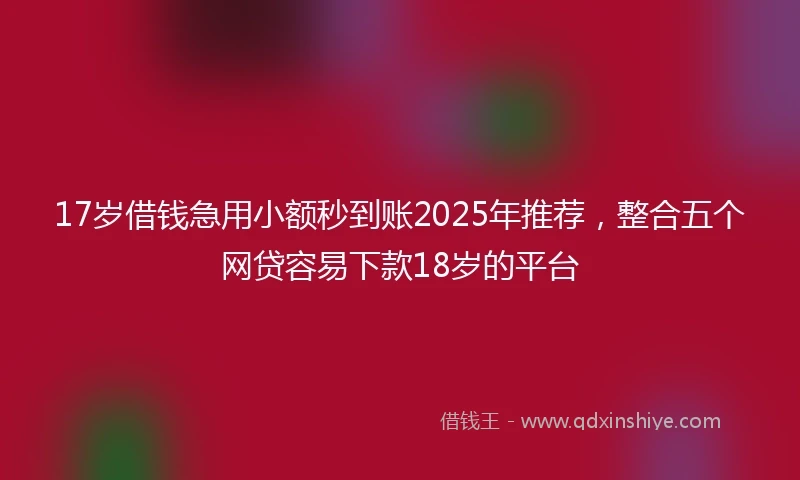 17岁借钱急用小额秒到账2025年推荐，整合五个网贷容易下款18岁的平台
